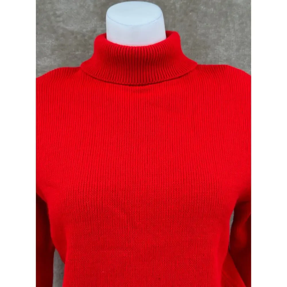 Vintage Yamaha‎ Sweater Womens Large Red Knit 100% Acrylic Turtleneck Nostalgia